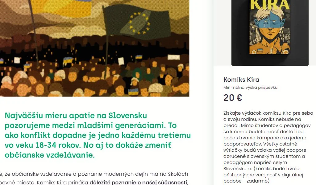 Komiks Kira zadarmo v digitálnej podobe StartLab